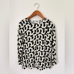 Bimba y Lola Designer Spanish Brand Black Yellow Patterned Blouse Women’s Size M